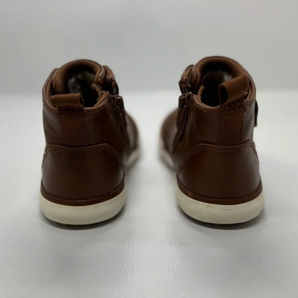 Wonder Nation Toddler Boys Brown High Top Sneakers Shoes Size 10 Casual Hook Loo
